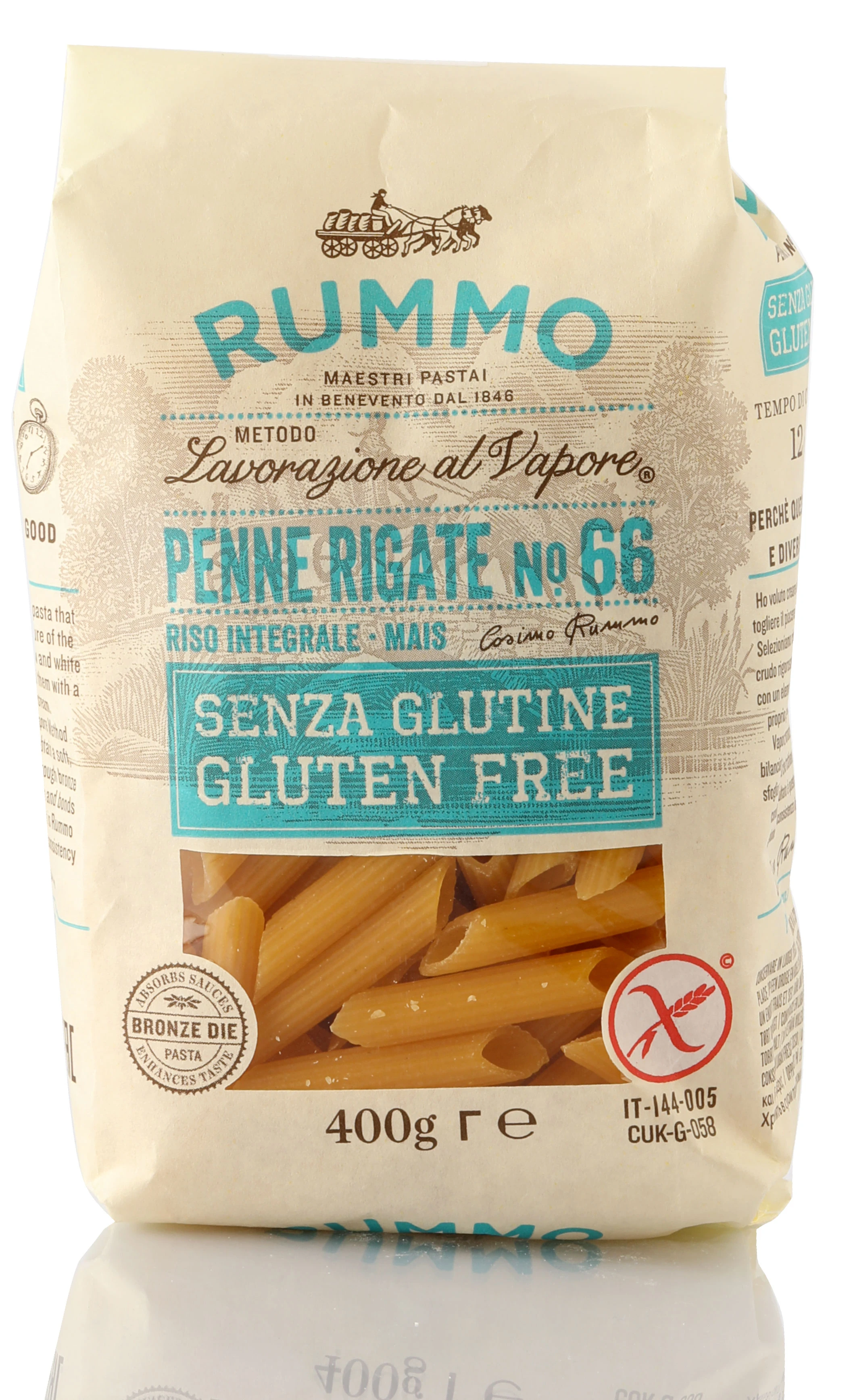 Testenina od kukuruznog i pirinčanog brašna penne rigate (sert. bez glutena) 400 g Rummo Spa